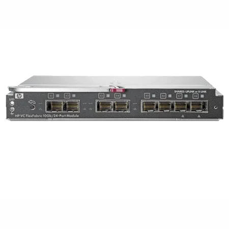HP Virtual Connect FlexFabric 10Gb/ 24-port Module for c-Class (16x10Gb downlinks, 2x10Gb cross connect int links, 4x10Gb SFP+ slots, 4x10Gb or 8Gb FC SFP+ slots) (571956-B21)
